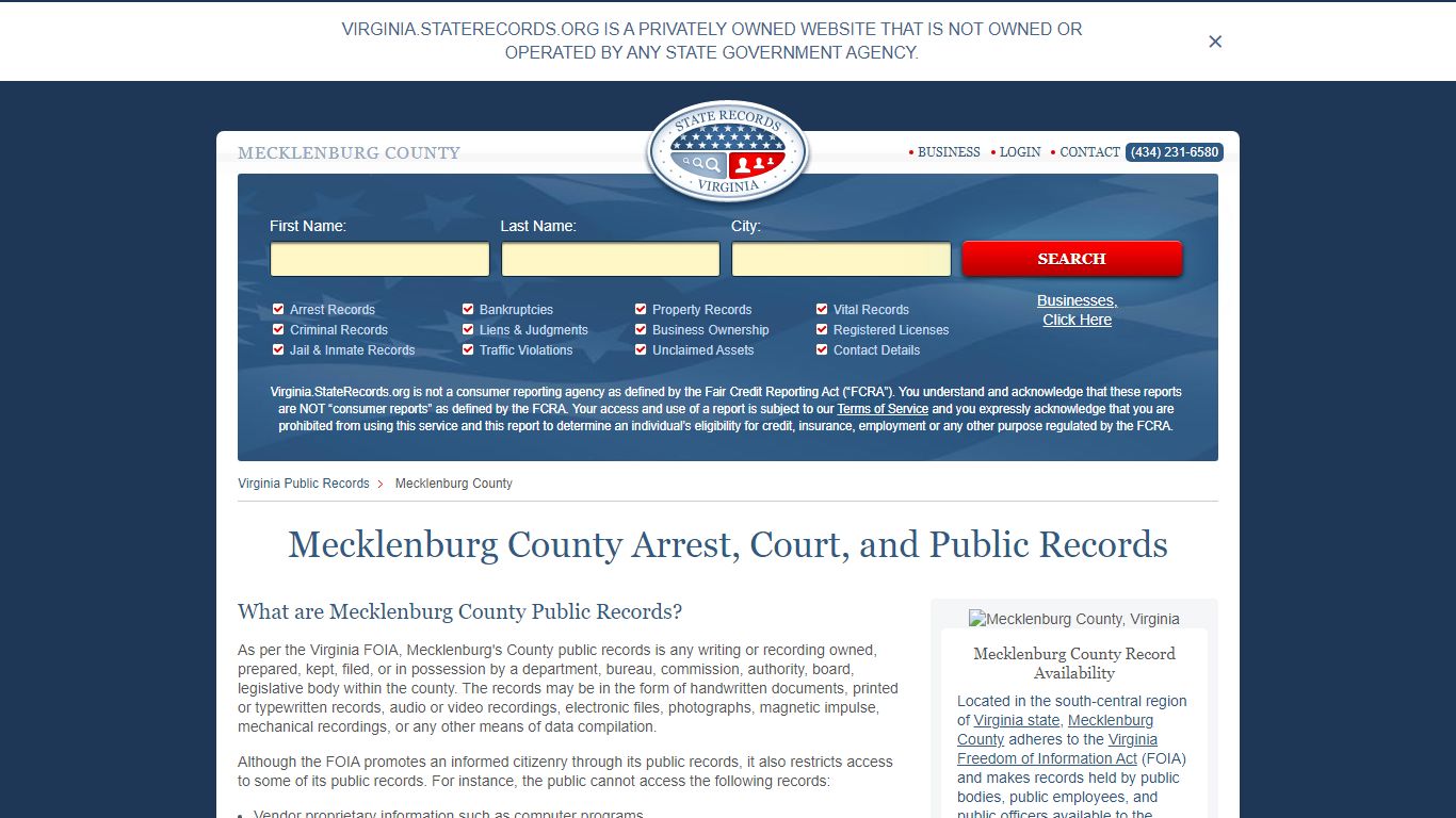 Mecklenburg County Arrest, Court, and Public Records
